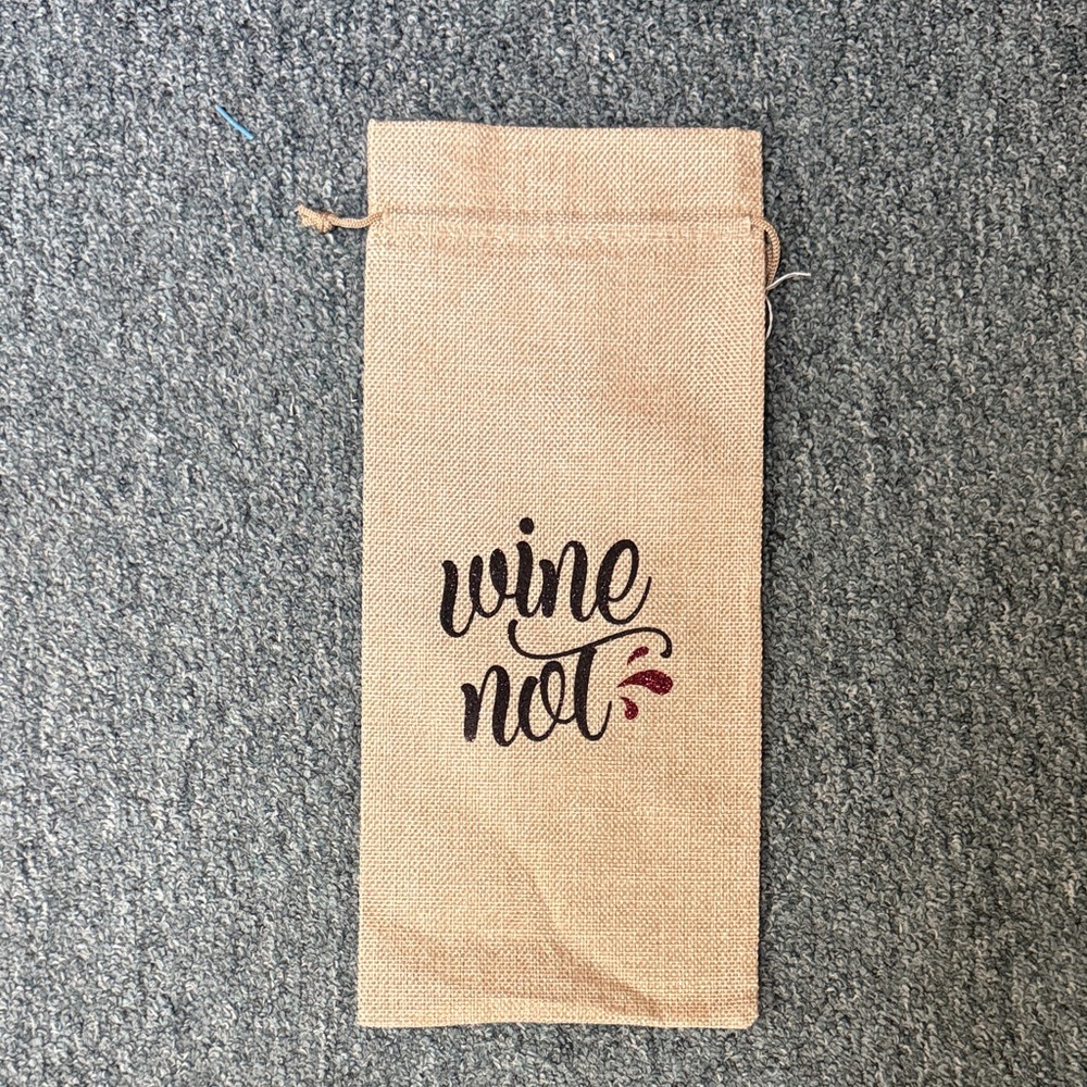 Wine Not Burlap Wine Bag